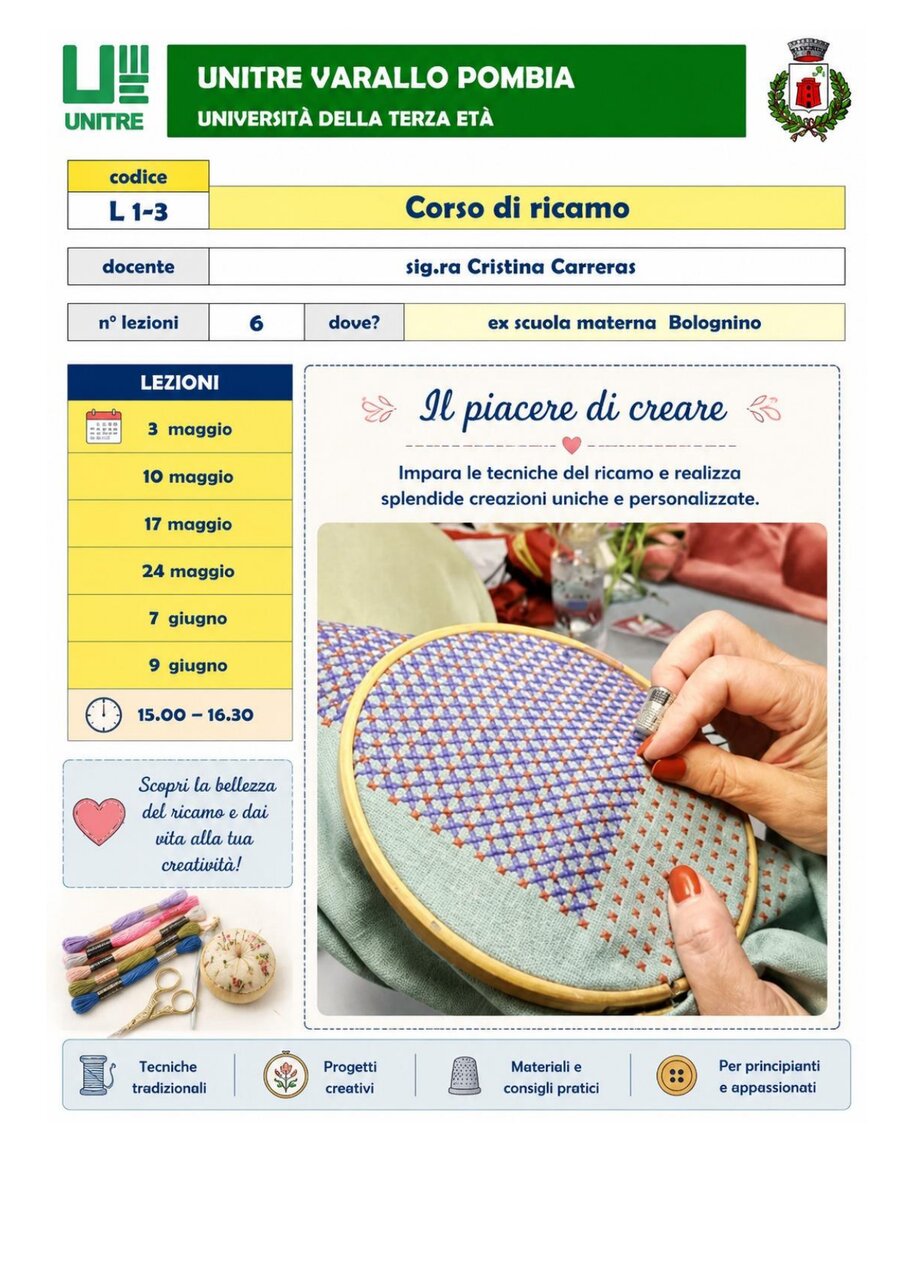 Scheda corso Corso di ricamo