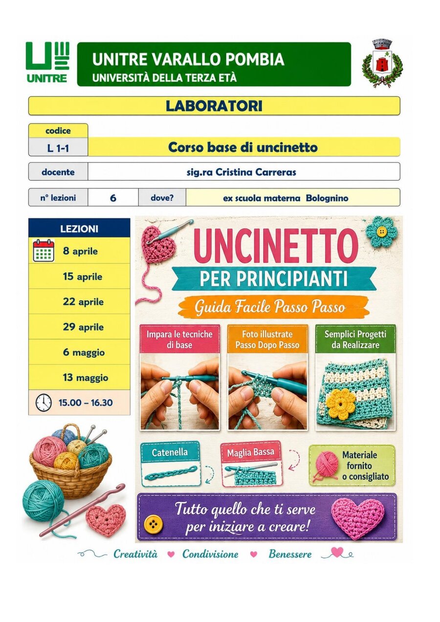Scheda corso Corso base di uncinetto